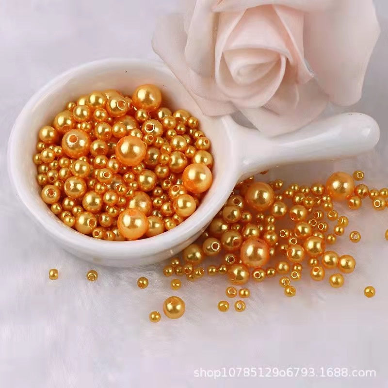 3-8mm ABS Imitation Pearl Beads with Hole / DIY Pearl Beads/ 3-8毫米圆形ABS仿珍珠双孔塑料水磨高亮散珠服装辅料DIY配件