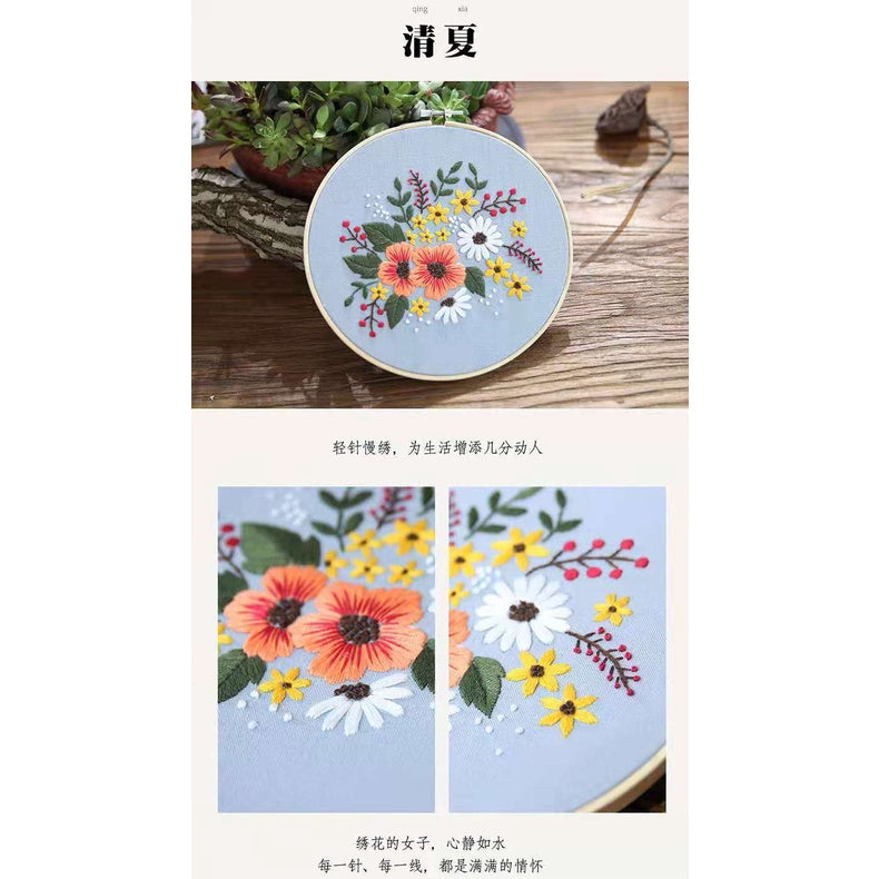 New Arrival- Embroidery Kit- Needlework for Beginner- Cross Stitch set/ DIY手工刺绣材料包- 复古花卉初学者绣花套件- 复古花卉十字绣挂画