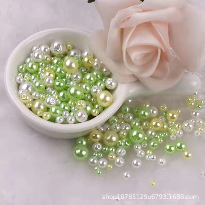 3-8mm ABS Imitation Pearl Beads with Hole / DIY Pearl Beads/ 3-8毫米圆形ABS仿珍珠双孔塑料水磨高亮散珠服装辅料DIY配件