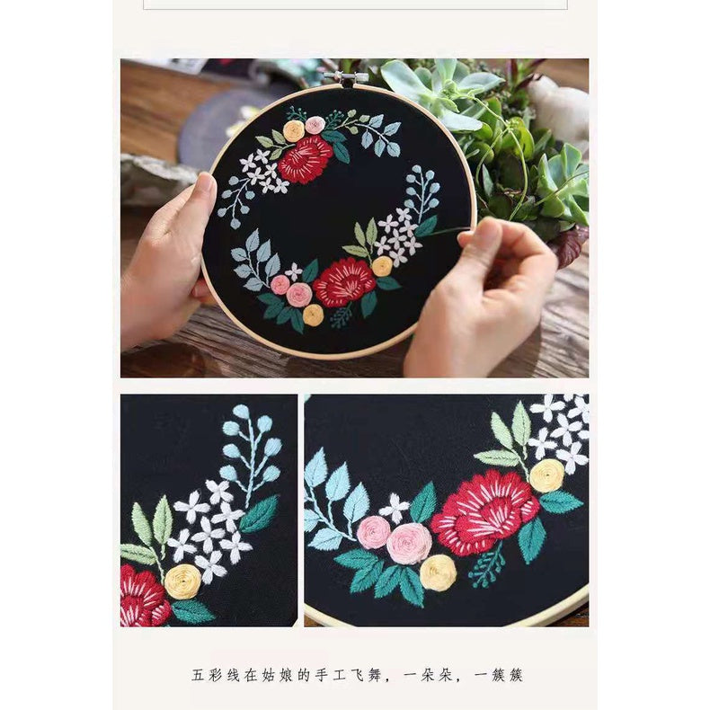 New Arrival- Embroidery Kit- Needlework for Beginner- Cross Stitch set/ DIY手工刺绣材料包- 复古花卉初学者绣花套件- 复古花卉十字绣挂画