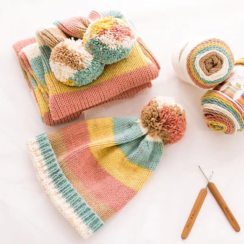 READY STOCK- Benang Kait Pelangi/5 ply Milk Cotton Rainbow Yarn/ 如意鸟5股彩虹色牛奶棉线