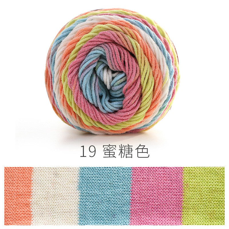 READY STOCK- Benang Kait Pelangi/5 ply Milk Cotton Rainbow Yarn/ 如意鸟5股彩虹色牛奶棉线