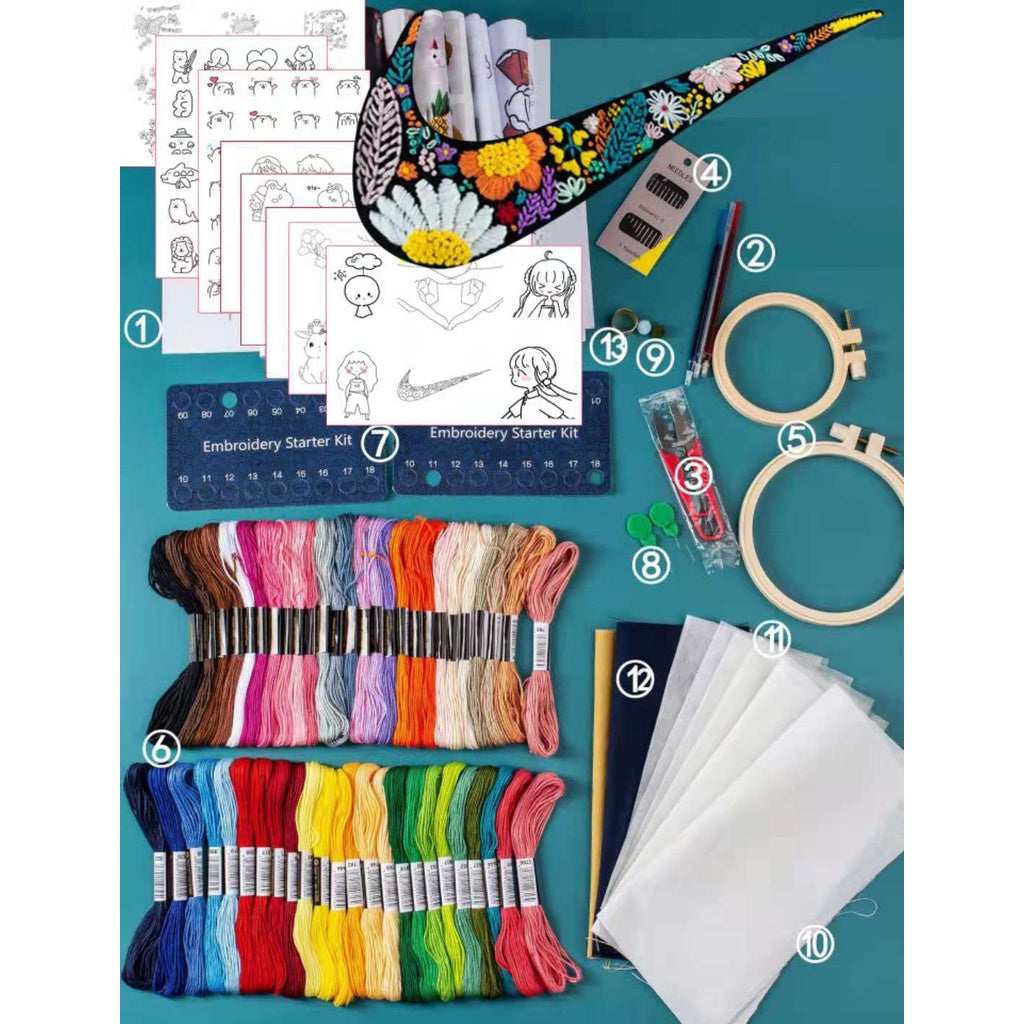 DIY - Embroidery Starter Kit with Tools - Full Set -Cross Stitch Kit- DIY Tools  手工刺绣diy材料包/ 新手小白刺绣基础套组
