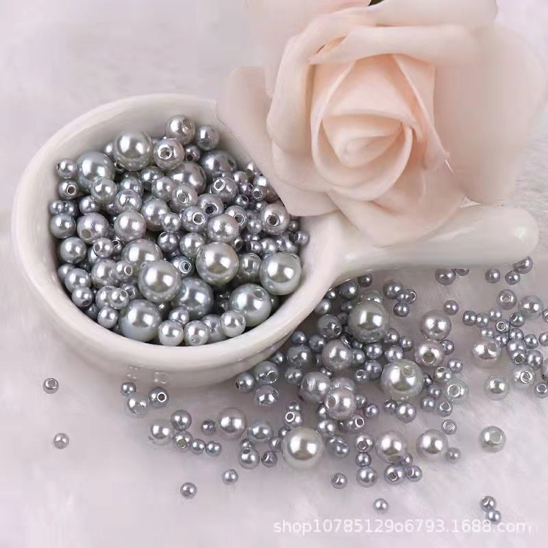 3-8mm ABS Imitation Pearl Beads with Hole / DIY Pearl Beads/ 3-8毫米圆形ABS仿珍珠双孔塑料水磨高亮散珠服装辅料DIY配件