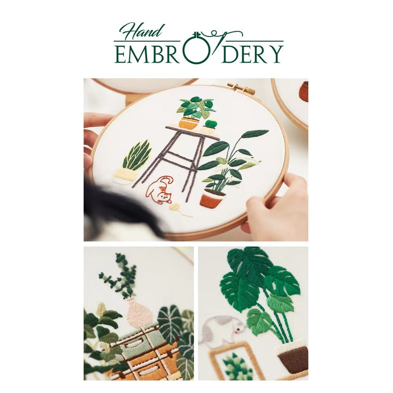 Embroidery Kit/ Needlework for Beginner/ Embroidery Material Kit/ Set Sulaman Tangan/  DIY cross stitch set 刺绣材料包 Cat