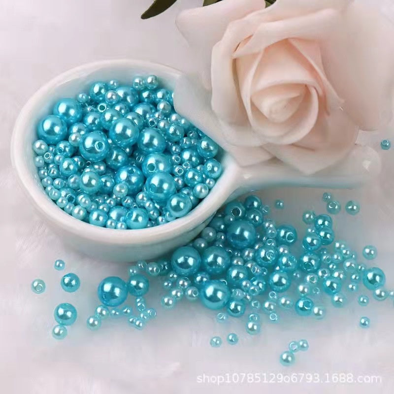 3-8mm ABS Imitation Pearl Beads with Hole / DIY Pearl Beads/ 3-8毫米圆形ABS仿珍珠双孔塑料水磨高亮散珠服装辅料DIY配件