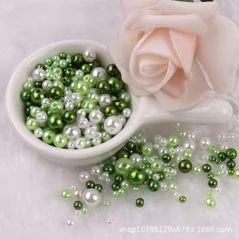 3-8mm ABS Imitation Pearl Beads with Hole / DIY Pearl Beads/ 3-8毫米圆形ABS仿珍珠双孔塑料水磨高亮散珠服装辅料DIY配件