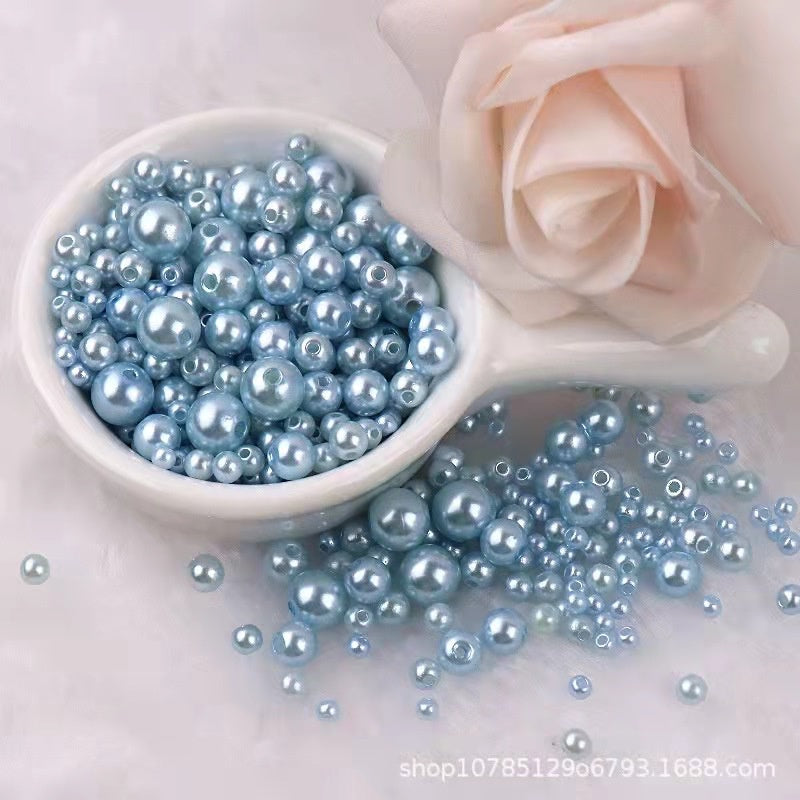 3-8mm ABS Imitation Pearl Beads with Hole / DIY Pearl Beads/ 3-8毫米圆形ABS仿珍珠双孔塑料水磨高亮散珠服装辅料DIY配件