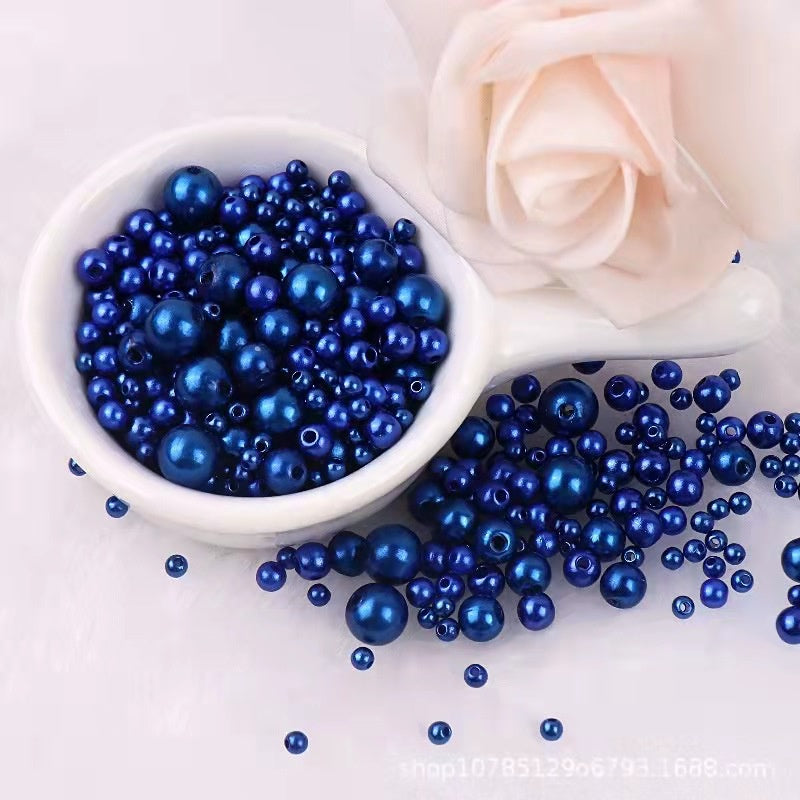 3-8mm ABS Imitation Pearl Beads with Hole / DIY Pearl Beads/ 3-8毫米圆形ABS仿珍珠双孔塑料水磨高亮散珠服装辅料DIY配件