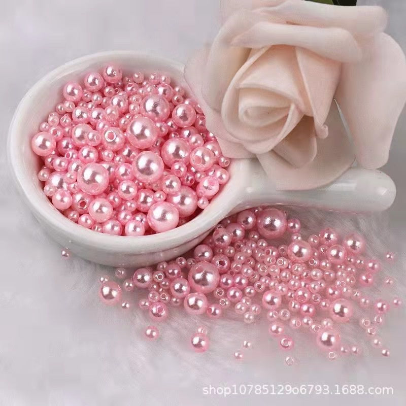 3-8mm ABS Imitation Pearl Beads with Hole / DIY Pearl Beads/ 3-8毫米圆形ABS仿珍珠双孔塑料水磨高亮散珠服装辅料DIY配件