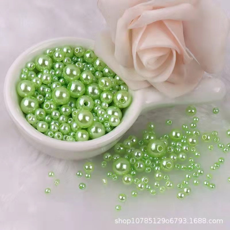 3-8mm ABS Imitation Pearl Beads with Hole / DIY Pearl Beads/ 3-8毫米圆形ABS仿珍珠双孔塑料水磨高亮散珠服装辅料DIY配件