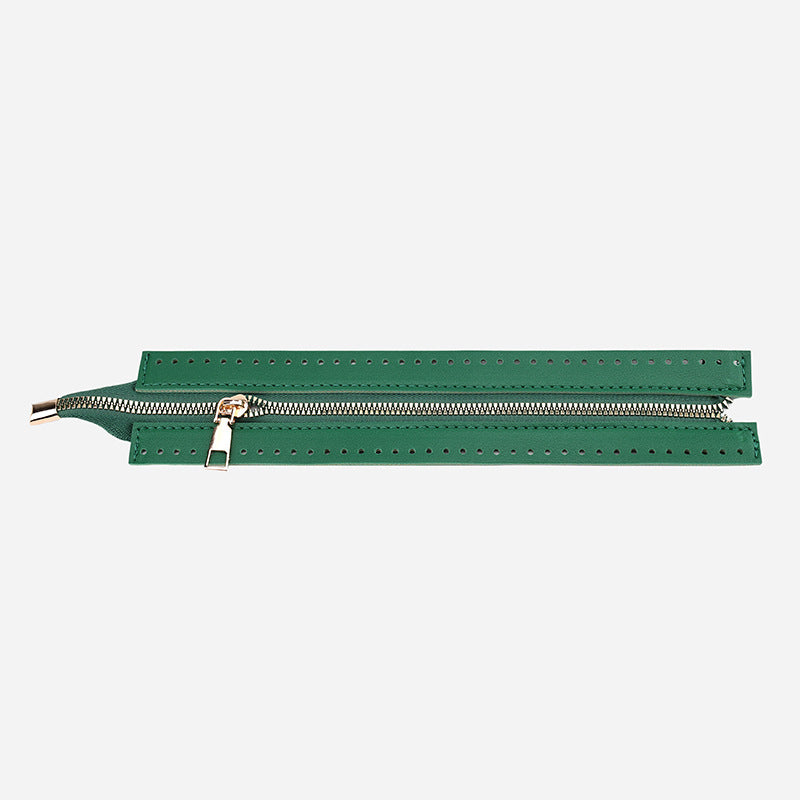 28cm PU Leather Zipper for crochet Bag- Woven Bag Hardware Sewing PU Leather Zipper