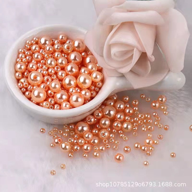 3-8mm ABS Imitation Pearl Beads with Hole / DIY Pearl Beads/ 3-8毫米圆形ABS仿珍珠双孔塑料水磨高亮散珠服装辅料DIY配件