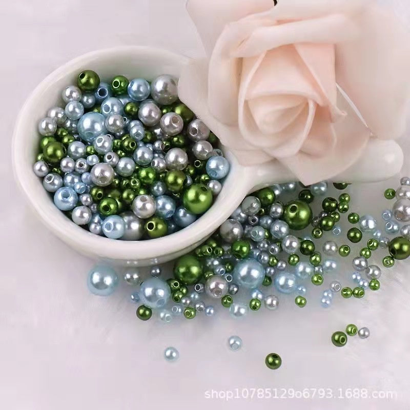 3-8mm ABS Imitation Pearl Beads with Hole / DIY Pearl Beads/ 3-8毫米圆形ABS仿珍珠双孔塑料水磨高亮散珠服装辅料DIY配件