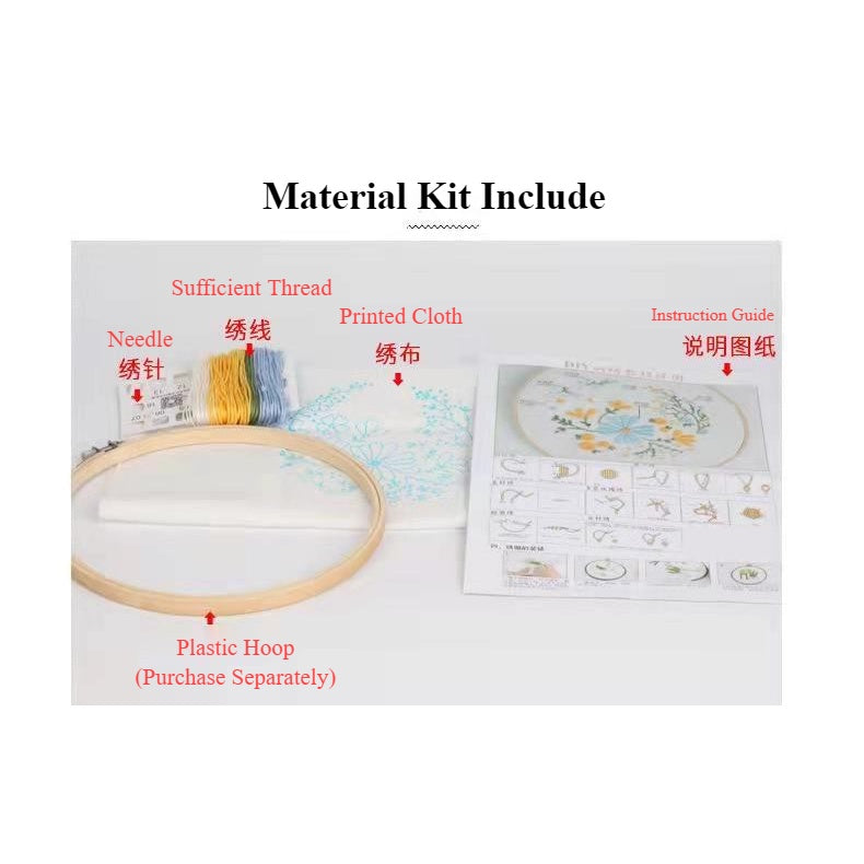 Embroidery Set/ Embroidery Kit Needlework/ DIY cross stitch set / Set Sulaman Tangan /刺绣DIY材料包/刺绣套件/新手刺绣材料包