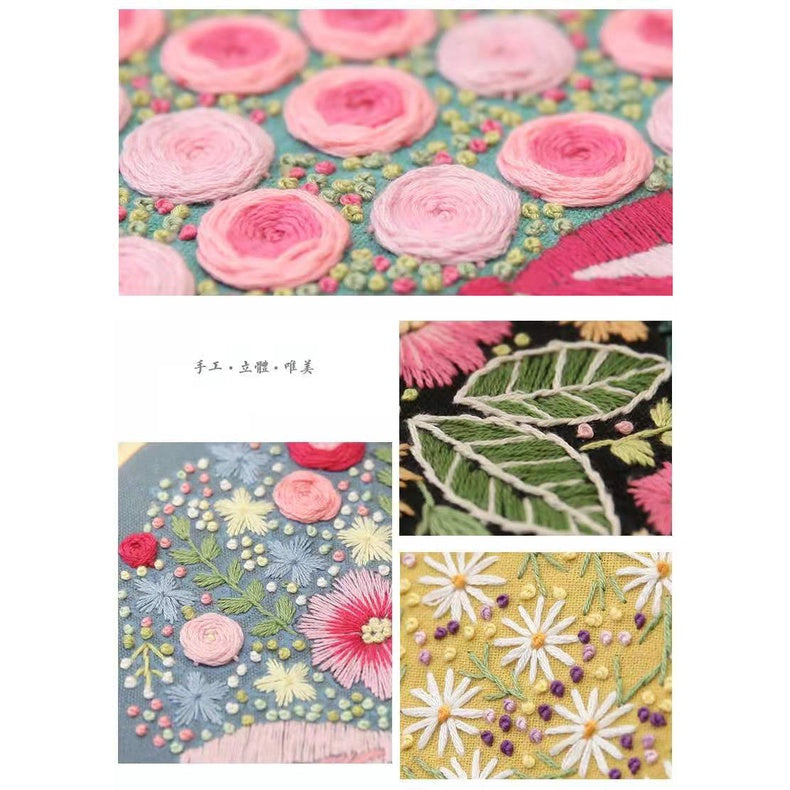Embroidery Kit- Needlework for Beginner- Cross Stitch set/ DIY手工刺绣材料包- 复古式初学者绣花套件