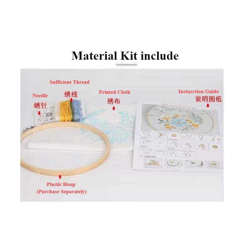 Embroidery Set/ Embroidery Kit Needlework/ DIY cross stitch set / Set Sulaman Tangan 刺绣DIY材料包/刺绣套件/新手刺绣材料包