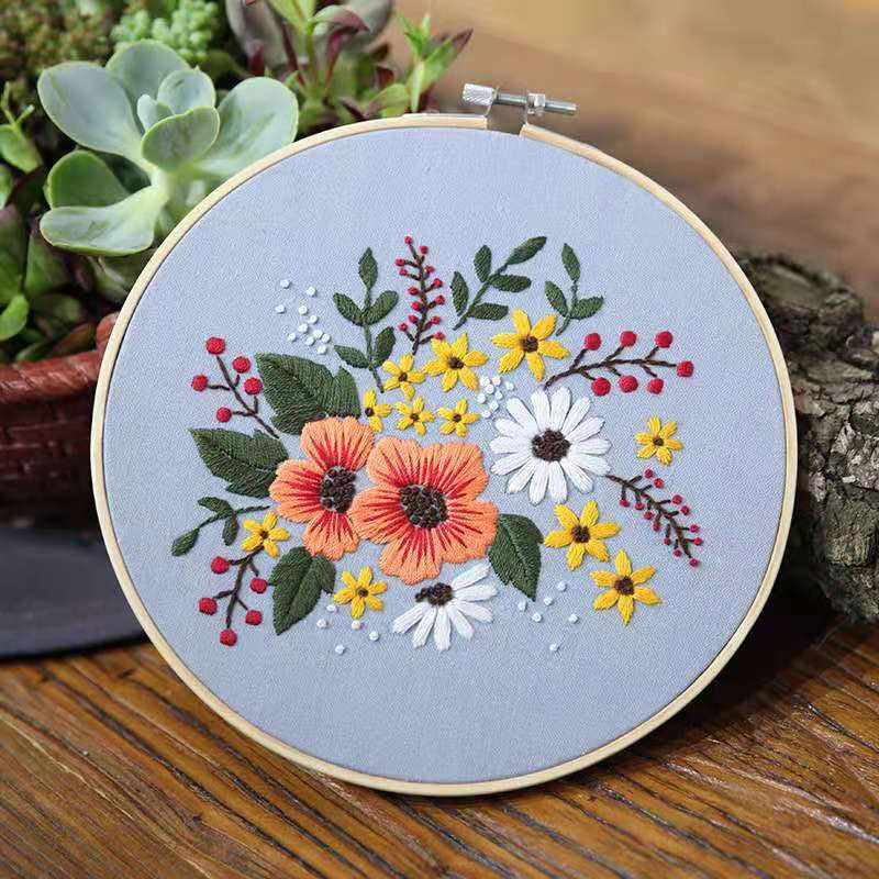 New Arrival- Embroidery Kit- Needlework for Beginner- Cross Stitch set/ DIY手工刺绣材料包- 复古花卉初学者绣花套件- 复古花卉十字绣挂画