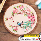 Embroidery Kit- Needlework for Beginner- Cross Stitch set/ DIY手工刺绣材料包- 仙鹤花草初学者绣花套件