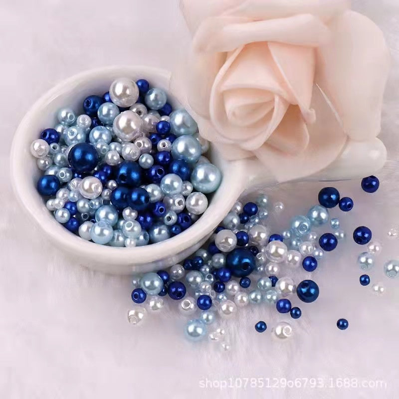 3-8mm ABS Imitation Pearl Beads with Hole / DIY Pearl Beads/ 3-8毫米圆形ABS仿珍珠双孔塑料水磨高亮散珠服装辅料DIY配件