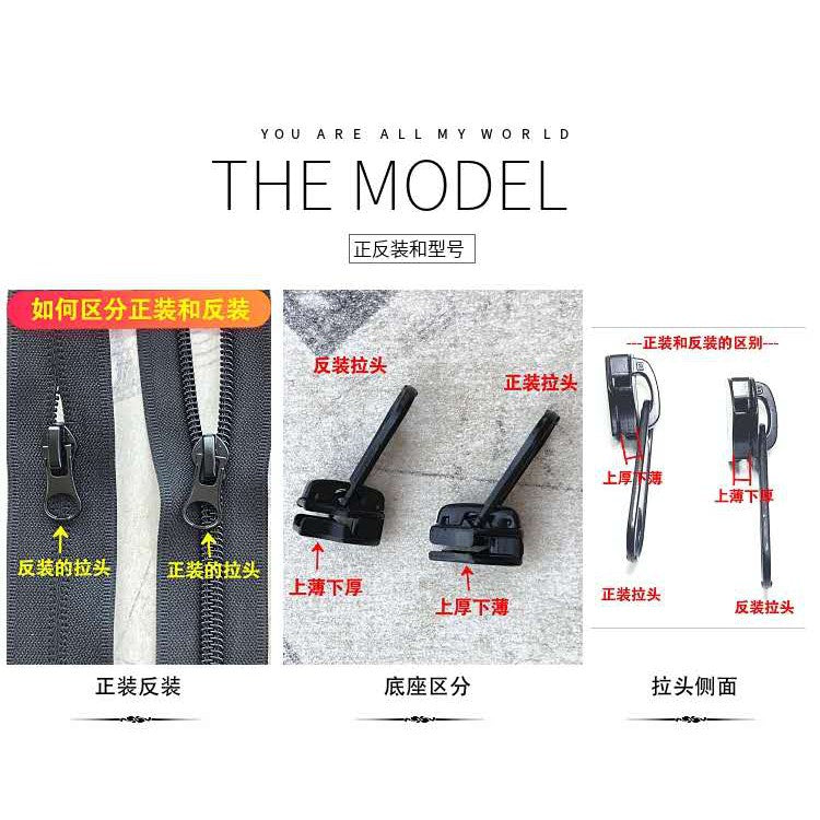 Reverse Zipper Head/ Kepala Zip Terbalik/ 反装拉链头 (SH)