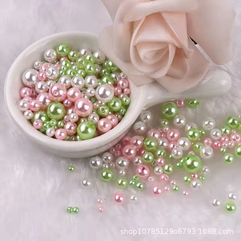 3-8mm ABS Imitation Pearl Beads with Hole / DIY Pearl Beads/ 3-8毫米圆形ABS仿珍珠双孔塑料水磨高亮散珠服装辅料DIY配件