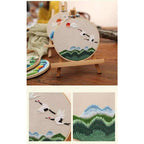 Embroidery Kit- Needlework for Beginner- Cross Stitch set/ DIY手工刺绣材料包- 仙鹤花草初学者绣花套件