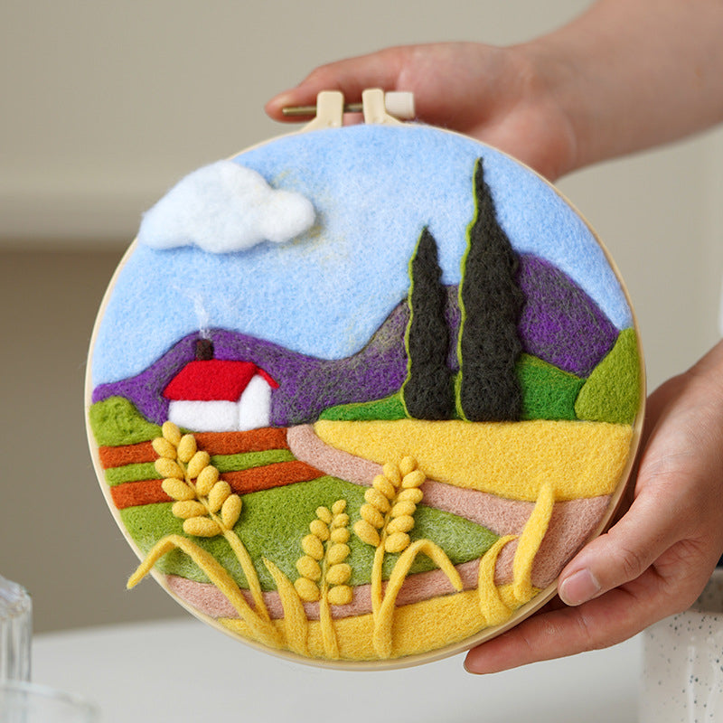 CLEARANCE - DIY Needle Felting Wool Set/ 羊毛毡戳戳乐刺绣材料包/ 山水画戳戳乐全套材料