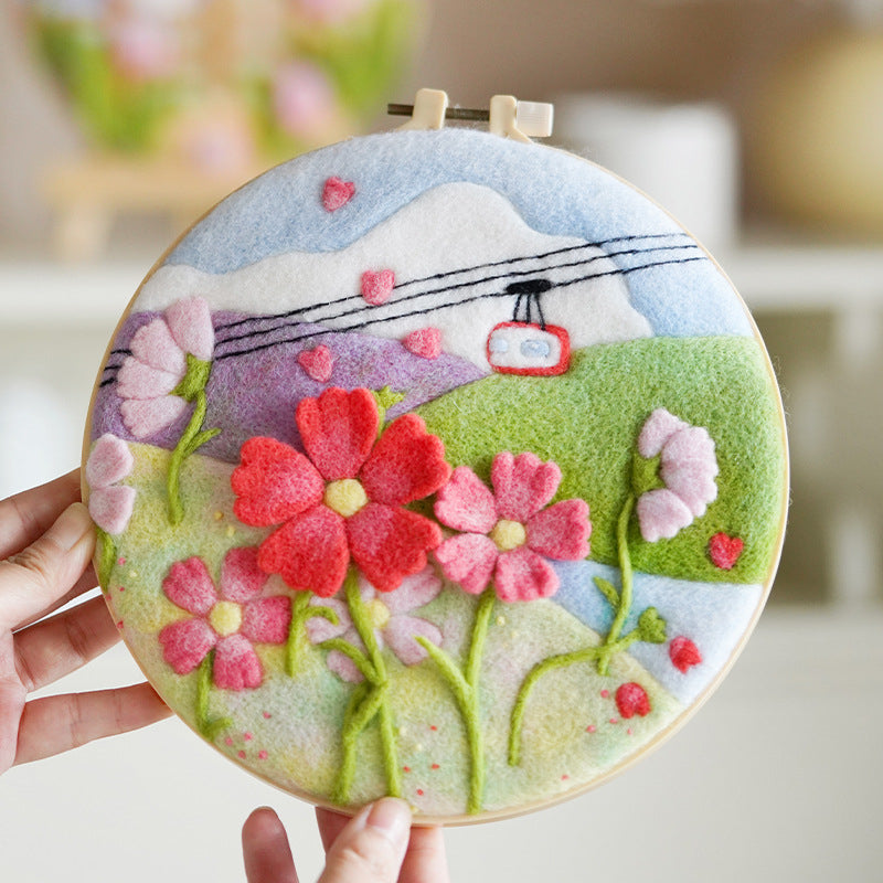 CLEARANCE - DIY Needle Felting Wool Set/ 羊毛毡戳戳乐刺绣材料包/ 山水画戳戳乐全套材料