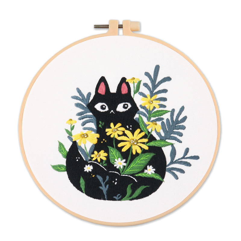 Embroidery Kit/ Needlework for Beginner/ Embroidery Material Kit/ Set Sulaman Tangan/  DIY cross stitch set 刺绣材料包 Cat