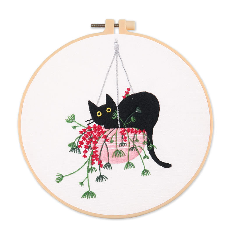 Embroidery Kit/ Needlework for Beginner/ Embroidery Material Kit/ Set Sulaman Tangan/  DIY cross stitch set 刺绣材料包 Cat
