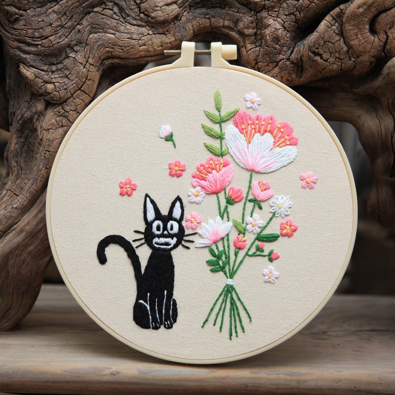 Embroidery Kit/ Needlework for Beginner/ Embroidery Material Kit/ Set Sulaman Tangan/  DIY cross stitch set 刺绣材料包 Cat