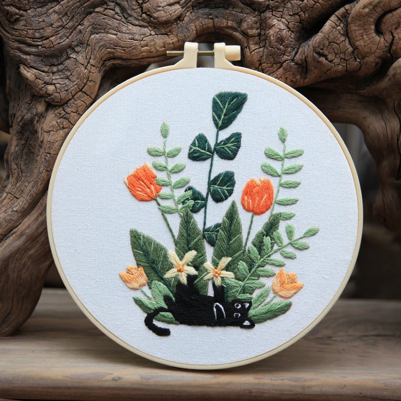 Embroidery Kit/ Needlework for Beginner/ Embroidery Material Kit/ Set Sulaman Tangan/  DIY cross stitch set 刺绣材料包 Cat