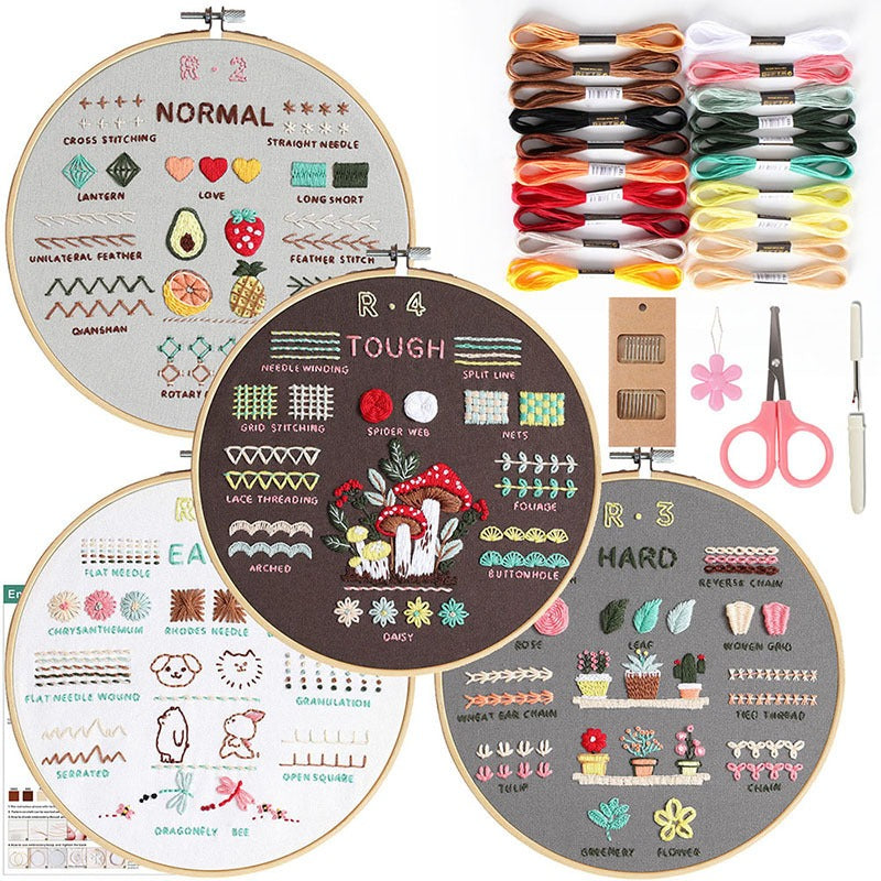 Beginner Practice Embroidery Kit- Needlework for Beginner- Basic Stitching Set - Set Sulaman Tangan