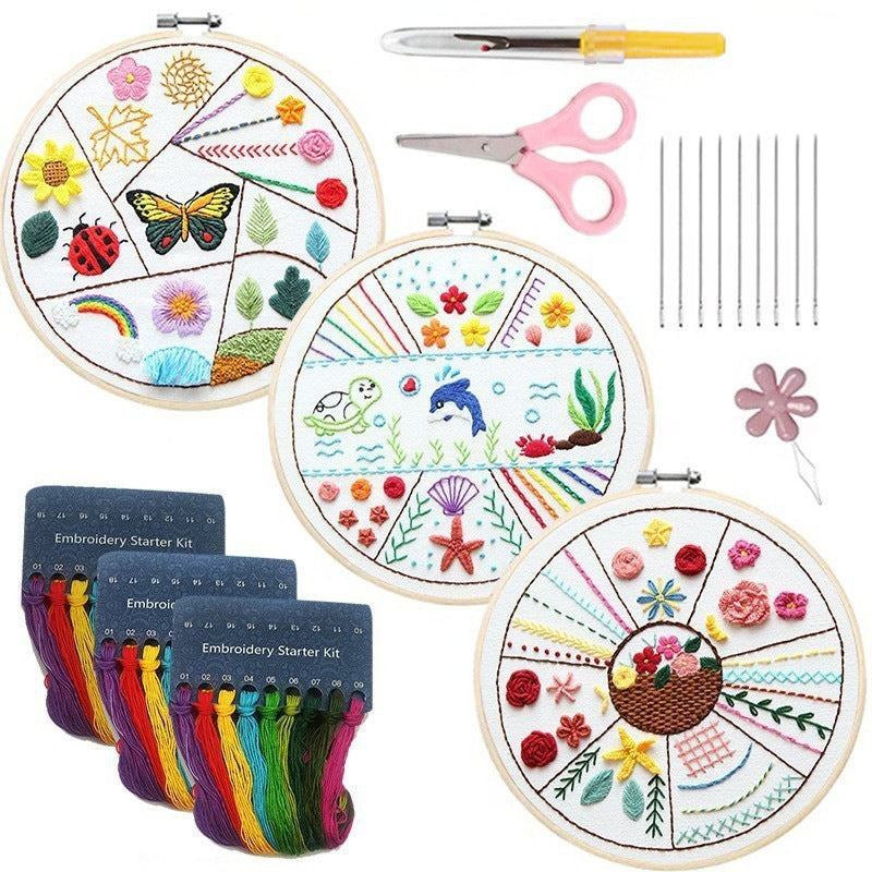 Beginner Practice Embroidery Kit- Needlework for Beginner- Basic Stitching Set - Set Sulaman Tangan