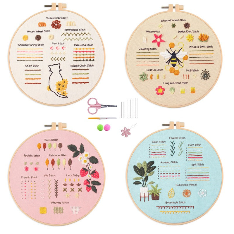 Beginner Practice Embroidery Kit- Needlework for Beginner- Basic Stitching Set - Set Sulaman Tangan