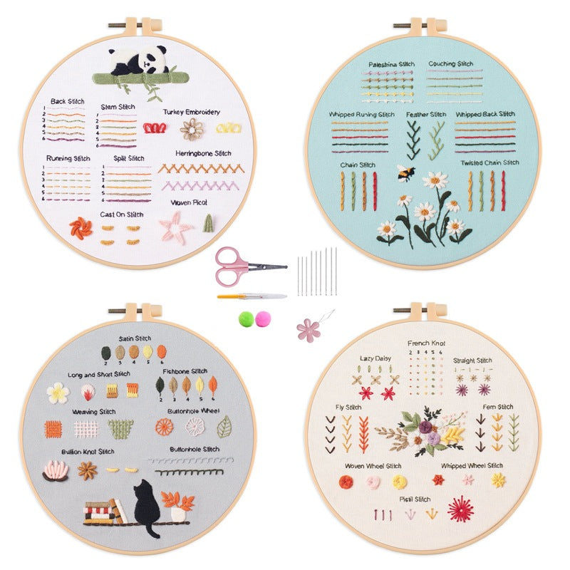 Beginner Practice Embroidery Kit- Needlework for Beginner- Basic Stitching Set - Set Sulaman Tangan
