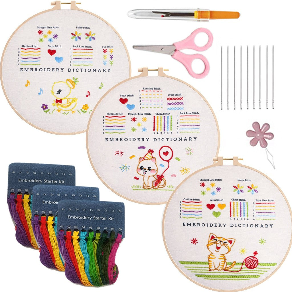 Beginner Practice Embroidery Kit- Needlework for Beginner- Basic Stitching Set - Set Sulaman Tangan