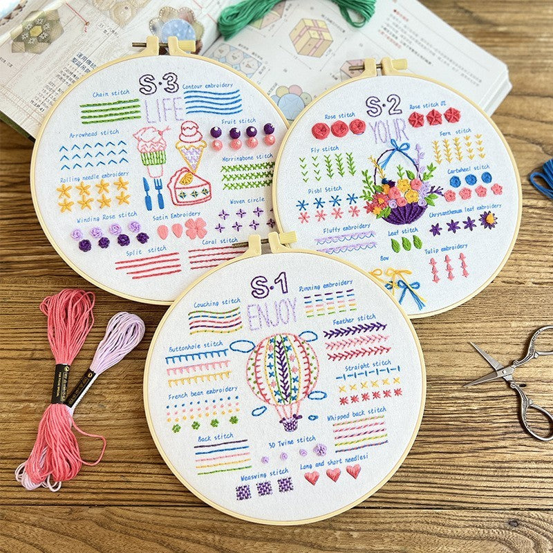 Beginner Practice Embroidery Kit- Needlework for Beginner- Basic Stitching Set - Set Sulaman Tangan