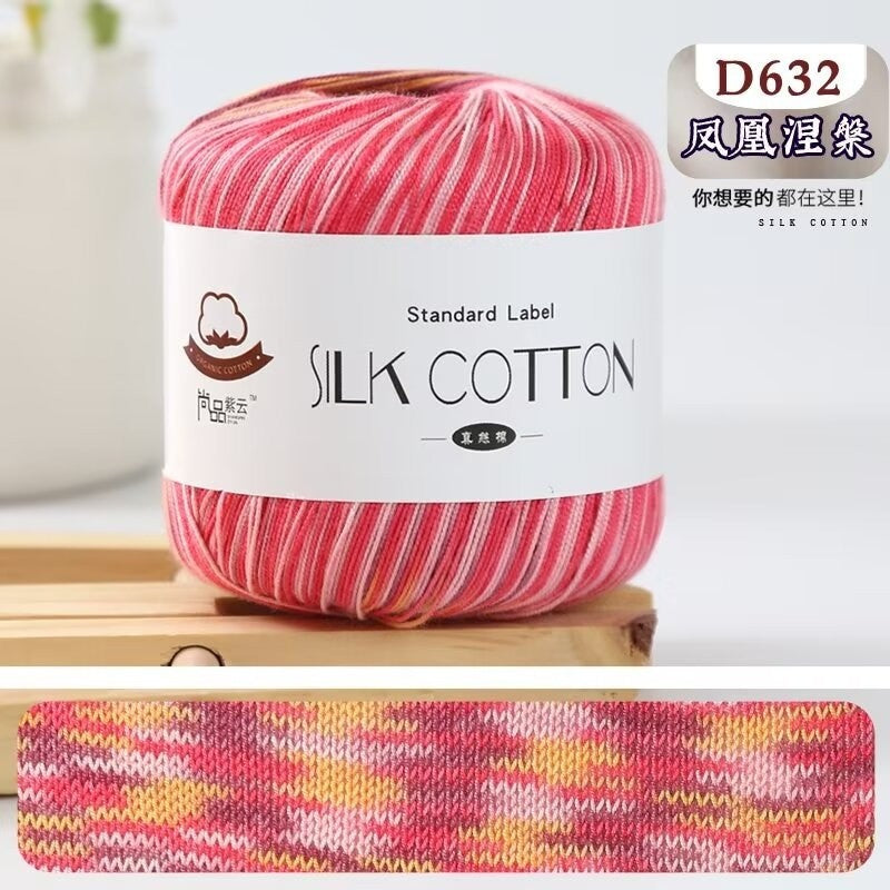 No.6 Lace Yarn | 50g Silk Cotton Lace Yarn for Crochet & Knitting Clothes | Hat | Doll | Benang Kait | 6号蕾丝线真丝棉线