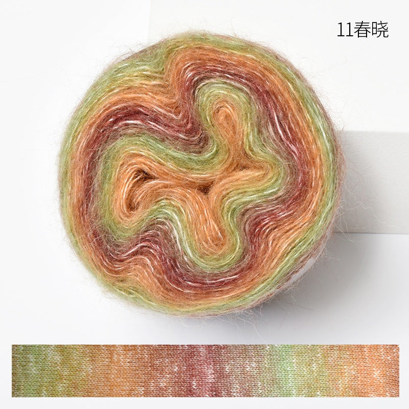 50g Gradient Mohair Yarn | Silk Blend Fine Mohair for Hand Knitting & Crochet | Benang Kait