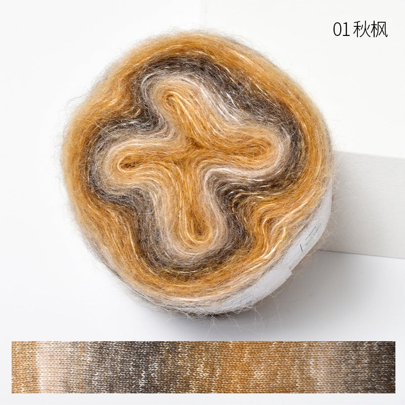 50g Gradient Mohair Yarn | Silk Blend Fine Mohair for Hand Knitting & Crochet | Benang Kait