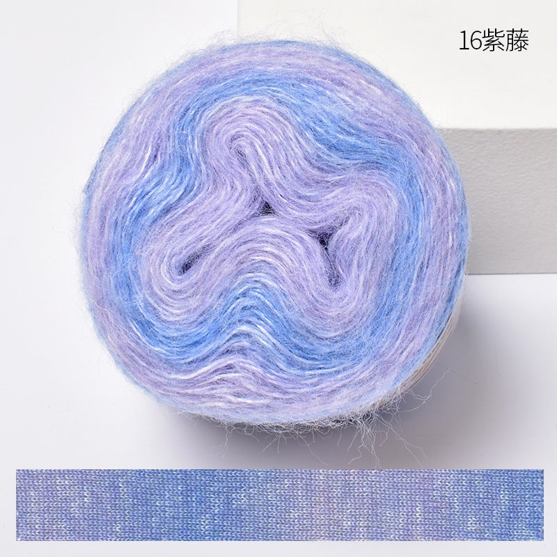50g Gradient Mohair Yarn | Silk Blend Fine Mohair for Hand Knitting & Crochet | Benang Kait