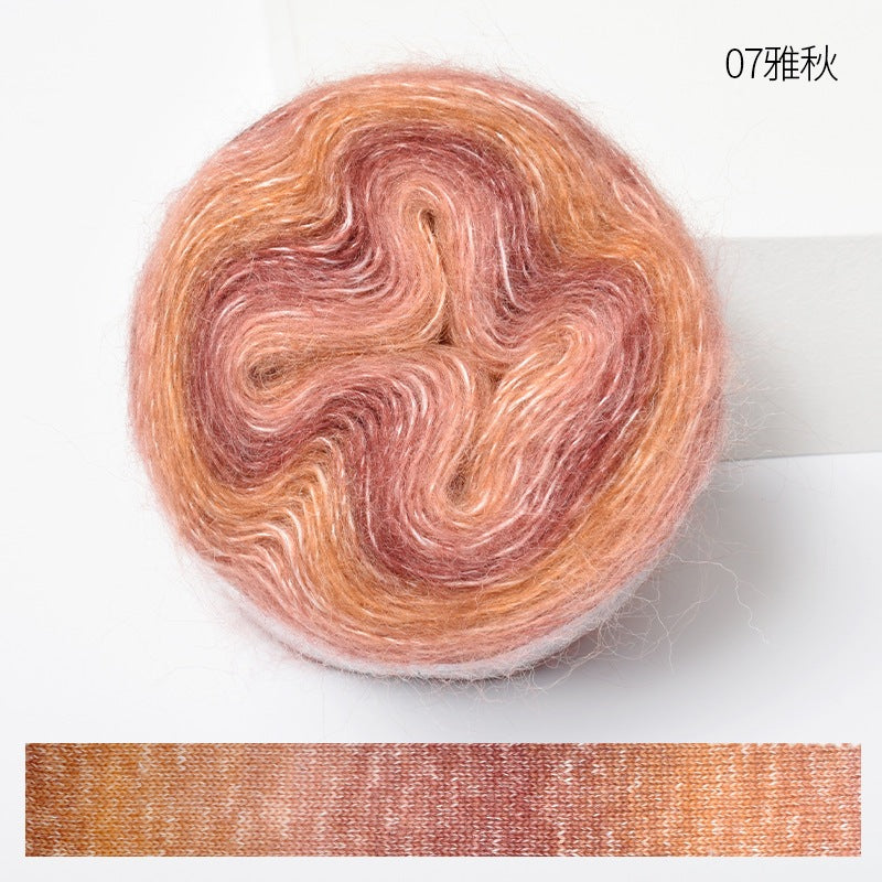 50g Gradient Mohair Yarn | Silk Blend Fine Mohair for Hand Knitting & Crochet | Benang Kait