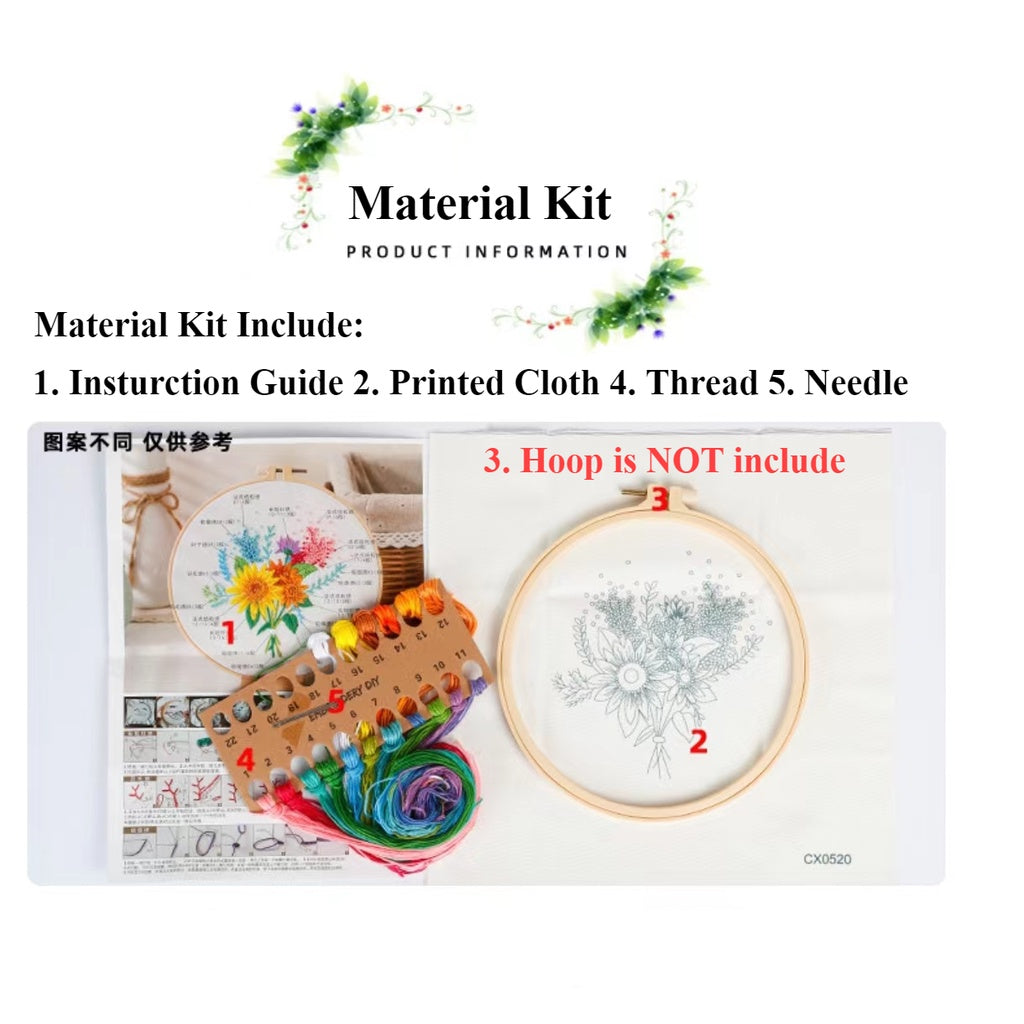06 - Embroidery Kit Needlework/ Beginner Embroidery Set/ Set Sulaman Tangan/ DIY cross stitch set