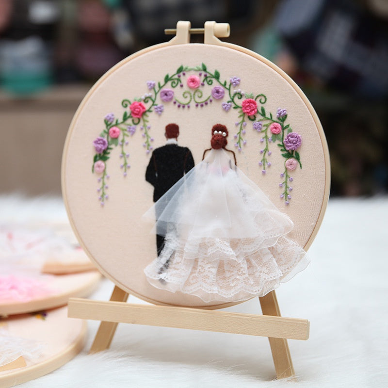 Wedding Theme Embroidery Kit/ Bride & Groom Embroidery Set/ Set Sulaman Tangan/ Embroidery Kit Needlework/ Cross stitch