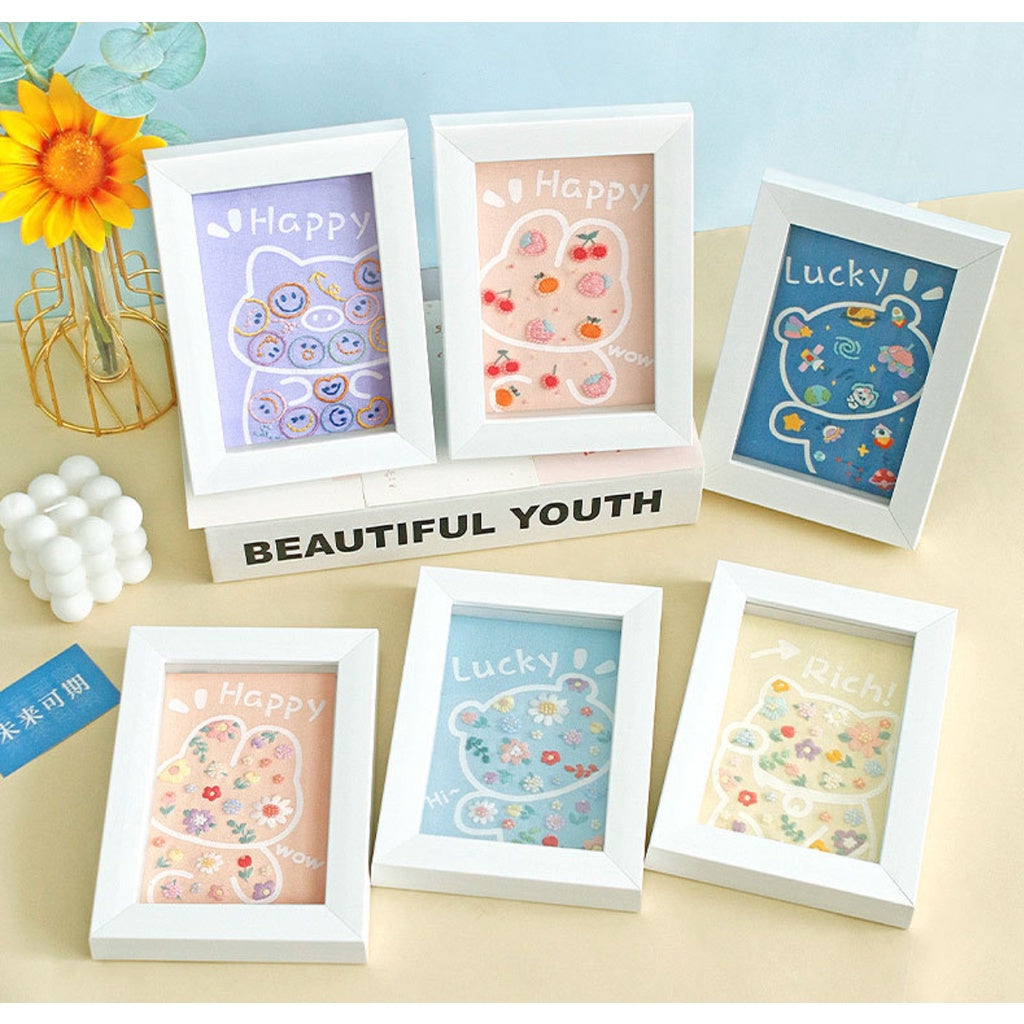 CLEARNCE Embroidery Kit Needlework/ DIY Cartoon Embroidery/ Embroidery Set With Photo Frame/ Sulaman Tangan/ Kraft Sulam