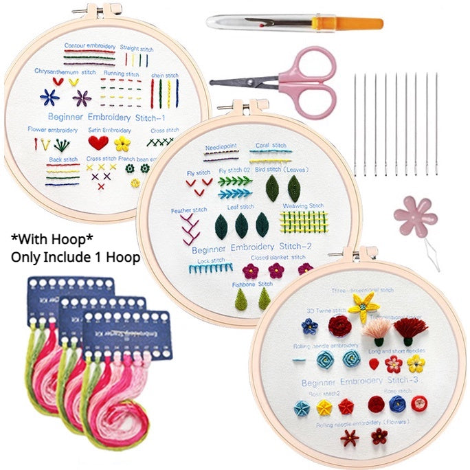 Beginner Embroidery kit/ Starter Embroidery Kit/ Needlework for Beginners/ Basic Stitching Embroidery Set/ Sulam Tangan