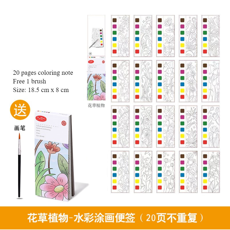 CLEARANCE Children Coloring Note/ Watercolor Note/ Children Painting Sticky Note/  Pocket Painting Note/ Coloring Book
