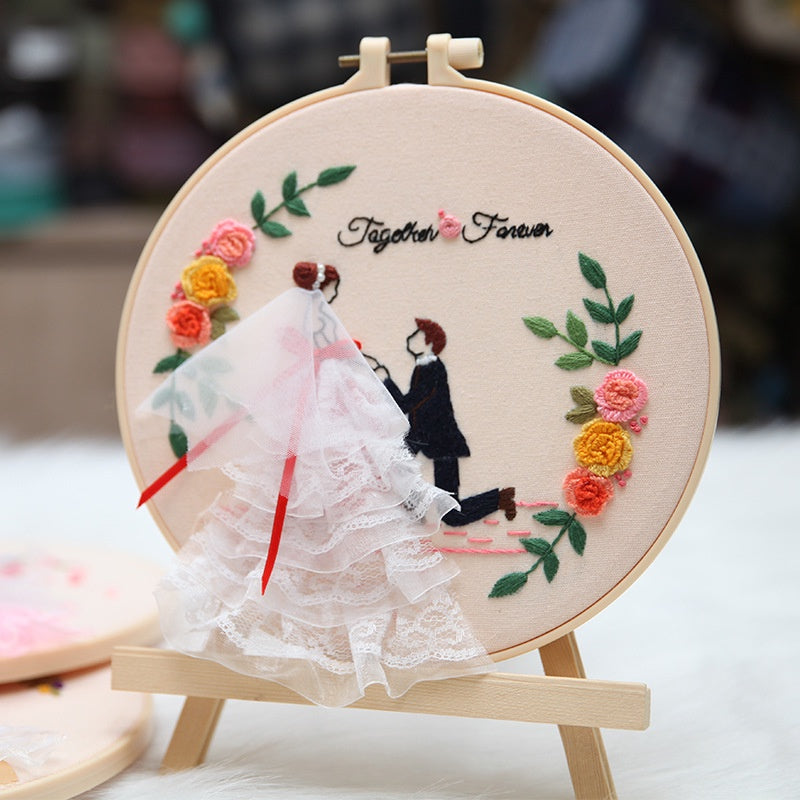 Wedding Theme Embroidery Kit/ Bride & Groom Embroidery Set/ Set Sulaman Tangan/ Embroidery Kit Needlework/ Cross stitch